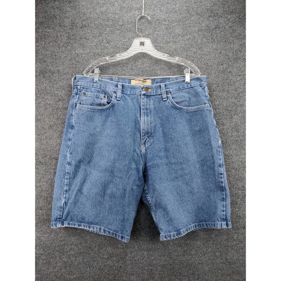 Mens Wrangler Authentics Jean Shorts Size 38 Blue Denim ZM2S0SW 18.5W 9 Inseam - Picture 1 of 11